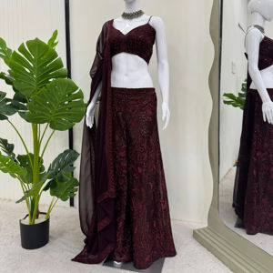 Conjunto de moda Faux Georgette Tube Blusa Full Stitch Plazo Adornado Dupatta Ideal para regalos ejecutivos Adquisición de negocios - Product Image 5