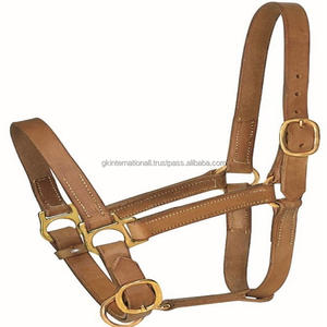 Vente en gros de produits équestres Cheval en cuir véritable Cheval licou Logo personnalisé accepté Cheval rembourré Tan Halter - Product Image 2