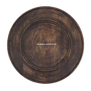 Placa de cargador de madera elegante Diseñador hecho a mano de calidad superior Debajo de la placa Placa de cargador de madera elegante de forma redonda - Product Image 4