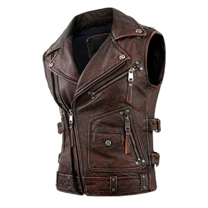 Nouveau look, design personnalisé, gilet en cuir élégant pour homme, texture lisse, coupe chic, voyages, événements, balades à moto, usage quotidien, gilet en cuir - Product Image 1