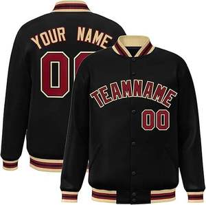 Veste bomber personnalisée avec nom et numéro d'équipe, veste de baseball en satin brodée en lot, pour homme - Product Image 1