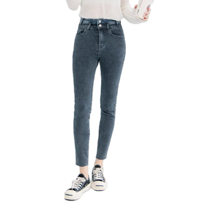 OEM Best Selling High Quality Gray Casual <b>Super</b> <b>Stretch</b> Skinny Denim Pencil Pants for Women Breathable Streetwear <b>Jeans</b> Summer - Product Image 1