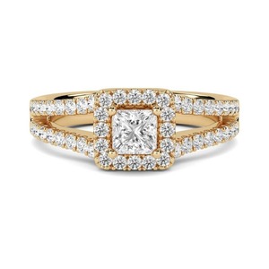 Princess Cut Diamond Shoulder <b>Set</b> <b>Ring</b> And Matching Band 1.00 Ct Lab Grown Diamond In 18K Yellow White Rose <b>Gold</b> Platinum - Product Image 2