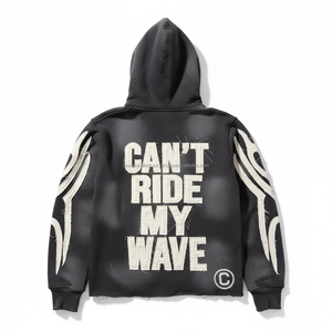 Customisable Unisex Winter Zip-Up Hoodie Digital Printing Badge Tassel Latest Design Distressed 3D Embroidery <b>Sun</b> Fade Oversized - Product Image 1