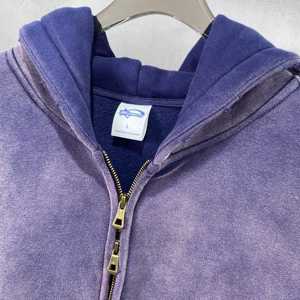 Sudaderas con capucha con cremallera de logotipo y color personalizado, sudadera con cremallera de estilo cuadrado con estampado desteñido al sol, ropa de calle lavada con ácido, sudadera con cremallera - Product Image 5