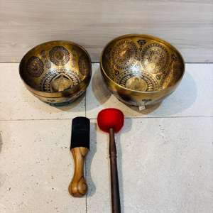 Handcrafted 2-Piece Bronze Metal Sound <b>Bowl</b> Set for Daily Meditation Chakra Theme Buddhism Daily Practice Alignment Metal Crafts - Product Image 1