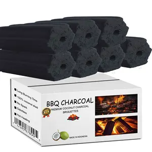 Pembuatan arang dengan pembeli mesin di Eropa Briquette heksagonal Premium BBQ tanpa percikan tanpa asap kualitas tinggi cangkang kelapa alami