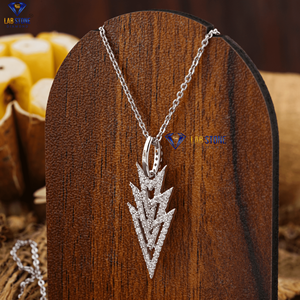 0.42 TDW pendentif en diamant taille brillant rond avec chaîne en or blanc certifié/non certifié diamant Cvd bijoux en diamant - Product Image 2