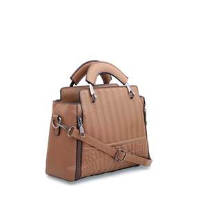 Brown P35894 Formal Genuine Leather <b>Handbag</b> Stylish Classic Casual Tote with Durable PU Lining Tassel Decoration Two <b>Handled</b> - Product Image 2