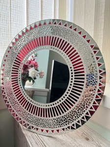 Ansley Modern Luxury Handmade Eco-Friendly Round Wall <b>Mirror</b> <b>Mosaic</b> Glass Decorative Accent for Weddings and Home Decor - Product Image 4