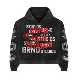 Conjunto de chándal de invierno desgastado lavado con ácido informal para hombre, chándal bordado de peso pesado, talla XL, logotipo personalizado, disponible para - Product Image 6
