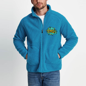Custom Made Solid Color Zipper <b>Long</b> Sleeve Sherpa Winter <b>Jacket</b> For <b>Men</b> Soft And Comfortable <b>Men</b> Sherpa <b>Jacket</b> - Product Image 1