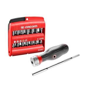 Juego de mango multibrocas con trinquete 3 en 1 Facom Protwist y 28 brocas para diversas necesidades de destornilladores - Product Image 1