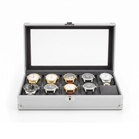 Boîte de présentation de montre en alliage d'aluminium personnalisée OEM/ODM avec couvercle transparent, étanche IP68, support réglable