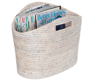 Panier de rangement pour livres en rotin naturel blanc fait à la main, écologique, simple, avec poignée, grand cercle, OEM, salon - Product Image 2