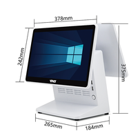 Terminal de point de vente 15,6 pouces, système de point de vente pour magasin de détail, processeur Intel Core i3, Windows 7/8/10, blanc/noir, écran unique, imprimante