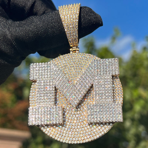 VVS Moissanite Iced Out Nom Personnalisé Pendentif En Argent Sterling 925 Personnalisé Hipoissanite CustomJewelry Cadeau Pour Hommes Et Garçons - Product Image 2