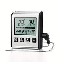 Termometer Daging Digital dengan Probe Baja Tahan Karat & Timer - Termometer Cocok untuk Dapur, Oven, BBQ, Panggangan