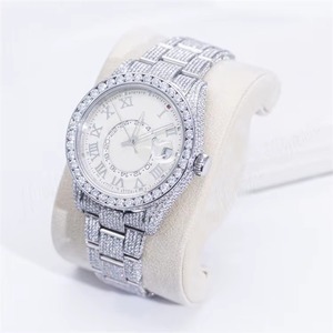 Reloj de Lujo Personalizado de 41 mm, Oro Blanco, Diamantes Moissanite VVS, Totalmente Engastado, Mecánico, Automático, Cierre Oculto, Estilo Hip Hop - Product Image 2