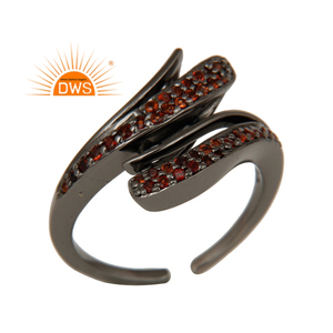 ร้อนขายสีดำออกซิไดซ์925เงินสเตอร์ลิงธรรมชาติโกเมนพลอย Midi แหวนเครื่องประดับผู้ผลิต - Product Image 1