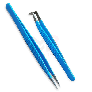 Pinzas para Pestañas de Acero Inoxidable Personalizadas al por Mayor, Pinzas para Pestañas de Marca Privada con Punta de Fibra y Azulejo Liso - Product Image 1
