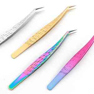 Pinzas de extensión de pestañas de acero inoxidable, puntas de nanofibra injertadas a pedido, pinzas de pestañas de volumen, lo mejor para compradores mayoristas - Product Image 2