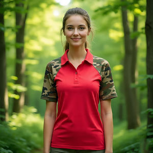 Polos de camouflage à séchage rapide vêtements de sport course à manches courtes col rabattu partout polos de sublimation dames - Product Image 3