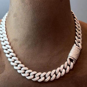 Collier chaîne cubaine hip-hop entièrement serti de zircon en argent sterling personnalisé, cadeau unisexe - Product Image 6