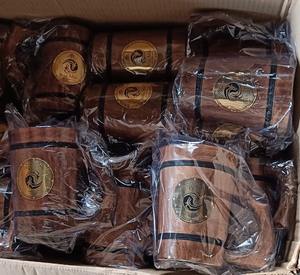 Mug à bière en bois rustique fait à la main, tasse à café, tankard, bois naturel, stein, baril antique, café, thé, brun, décoration d'intérieur, en provenance d'Inde - Product Image 3