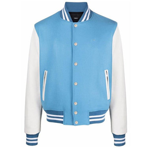 OEM personalizado bordado PU mangas de cuero chaqueta de bombardero de béisbol para los hombres Stand Collar Casual invierno Varsity estilo logotipo frontal - Product Image 4
