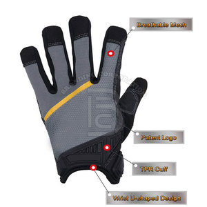 Gants de travail en cuir véritable pour hommes, vêtements de sécurité, gants de travail de couleur unie - Product Image 2
