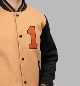 OEM personalizado cómodo personalizado Color béisbol bombardero Letterman Varsity chaqueta Casual polar Puff impresión PU mangas soporte - Product Image 6