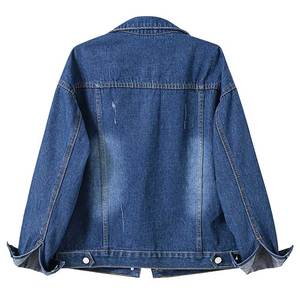 Chaqueta de mujer con cuello vuelto de otoño hecha a medida, Chaquetas vaqueras cortas ajustadas de un solo pecho, proveedor de ropa de calle para mujer - Product Image 3