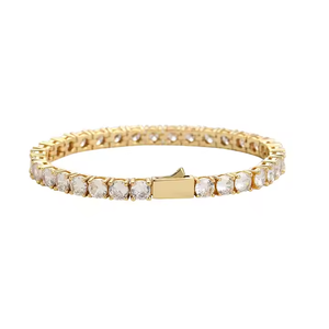 Premium 4 MM Moissanite Tennis <b>Bracelet</b> Set in Rose Gold <b>Silver</b> Gold Overlay Perfect Everyday Glam Gift for Her for Weddings - Product Image 1