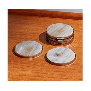 ชุดที่รองแก้วรูปเขาควายทำมือ6ชิ้นพร้อมจานรองแก้วทองเหลืองทนความร้อนและกันน้ำ - Product Image 1