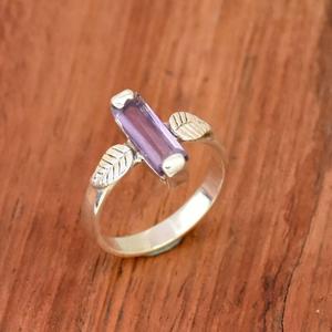 Baguette อเมทิสต์แหวน925เงินสเตอร์ลิงใบไม้เกิดแหวนสวยงาม - Product Image 2