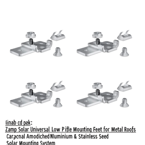 Pieds de montage universels à profil bas Zamp Solar pour toits métalliques, abris de voiture, en aluminium anodisé et acier inoxydable - Product Image 2