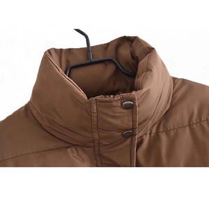 Femmes hiver chaud solide fermeture éclair bouffant Parka veste unisexe bulle manteau col montant coton culture Nylon bouton fermeture à glissière - Product Image 4