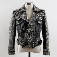Blouson de motard pour homme Letterman en cuir PU clouté argenté, avec logo frontal, doublure en fausse fourrure, coupe-vent, écologique et respirant