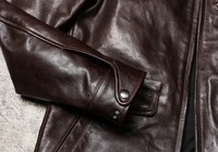 Manteau en cuir pour hommes coupe-vent en cuir à double boutonnage style militaire