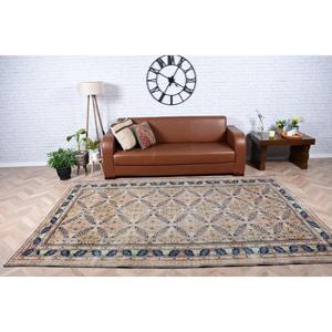 Alfombra Turca Grande de 6.1x9.4 pies, Alfombra de Lana Vintage con Diseño de Patchwork Azul - Product Image 2