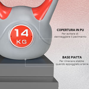 SPORTNOW Kettlebell 14kg en PU et Sable avec Base Plate et Poignée pour Deadlifts, Squats et Lifts, 26x18x32 cm, Rouge - Product Image 6