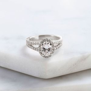 แหวนเพชรมอยส์ซอไนต์สำหรับเป็นของขวัญวันเกิดและครบรอบแต่งงานแบบก้านแยกแหวนเจ้าสาว - Product Image 2