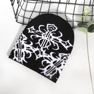 Vente en gros de mode de haute qualité avec logo Oem personnalisé chapeau d'hiver hommes femmes chapeau hip-pop bonnet en tricot croisé - Product Image 2