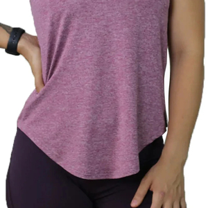 Débardeur tricoté uni pour femme, col rond, sans manches, respirant, décontracté, sportif, longueur normale, violet - Product Image 5