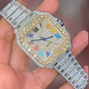 Nhu cầu cao của nam giới sang trọng hip hop moissanite kim cương xem vvs Iced thép không gỉ ban nhạc mới tinh thể quay số xuất khẩu bán có sẵn - Product Image 4