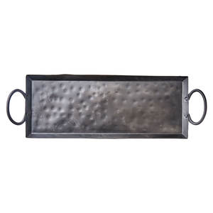 Plateau en aluminium noir au design vintage, martelé, avec poignée, parfait pour la maison, l'hôtel, la table, la décoration, les aliments, les collations, le plateau de service - Product Image 1