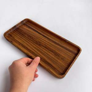 Plateau de service rectangulaire en bois d'acacia irrégulier, plateau de service pour café, thé, fruits, moderne, rectangulaire, décoratif, deux couleurs - Product Image 4