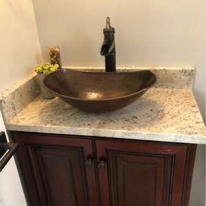 Antique Copper Single Bowl <b>Kitchen</b> Sink Factory Direct Anti-Slip Oval Vessel with One-Hole Square Apron Front Hot Sales - Product Image 1