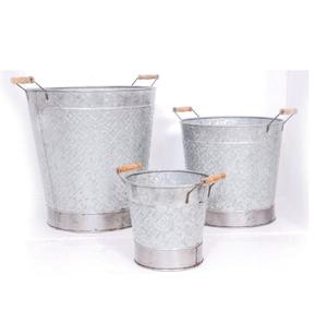 Lot de 3 pots de fleurs faits à la main de qualité supérieure, fabricant et exportateur de jardinières galvanisées pour la maison et le jardin - Product Image 3